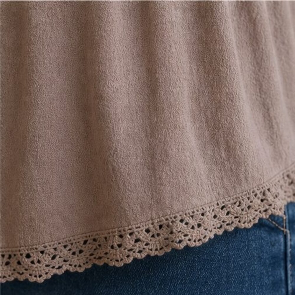 Taupe Ruffle Blouse - Picture 6 of 6